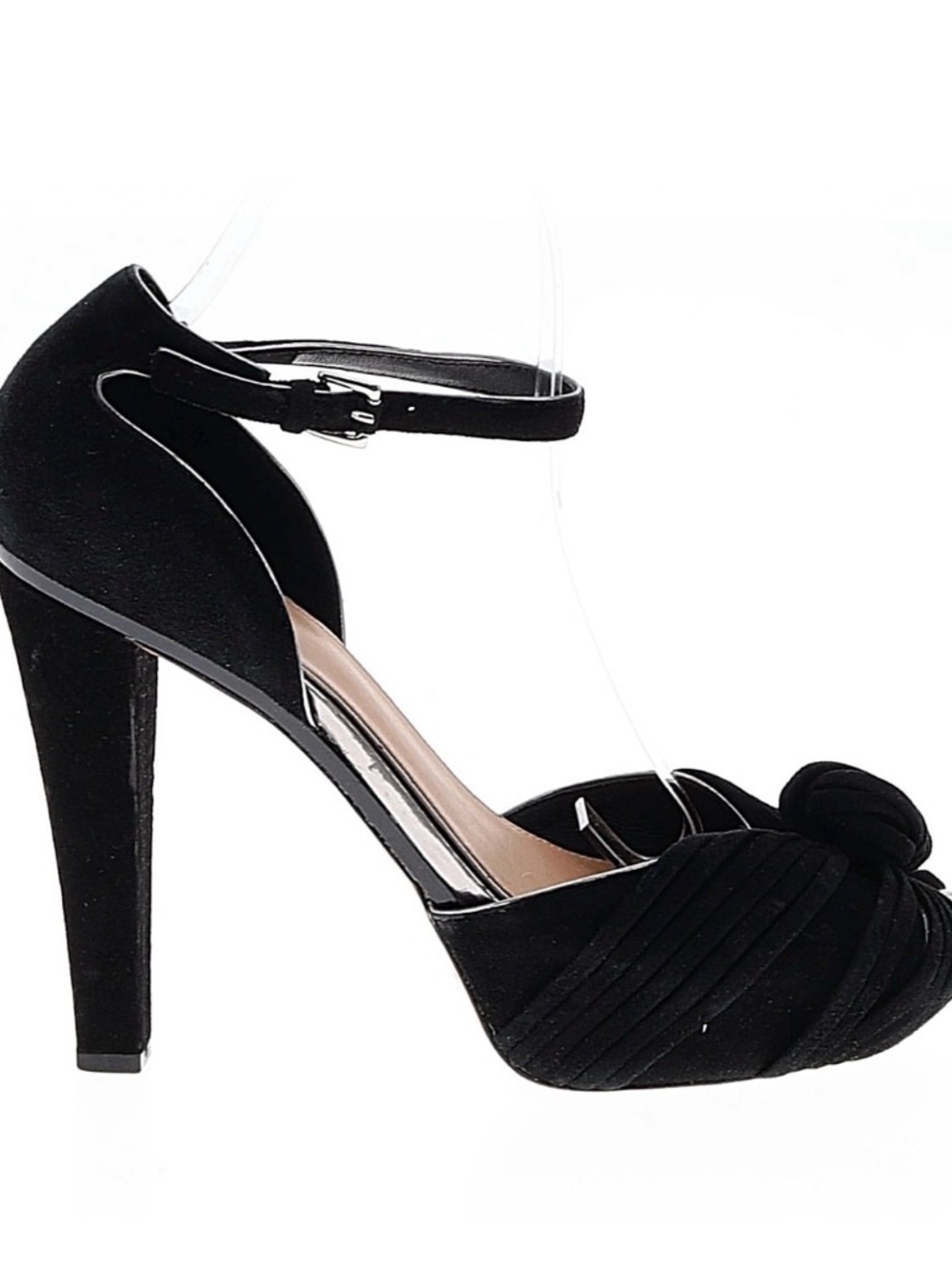 Badgley Mischka Black Suede Ankle-Strap Knot Toe High Heels